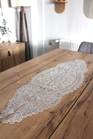 Dantel Kordon Örme Detay Masa Runner Fiskos Örtüsü 100x35 Cm 1007-dantel
