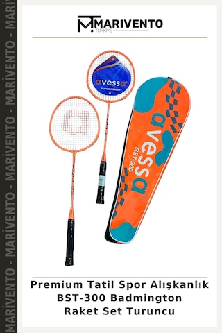 Premium Tatil Spor Alışkanlık Bst-300 Badmington Raket Set Turuncu