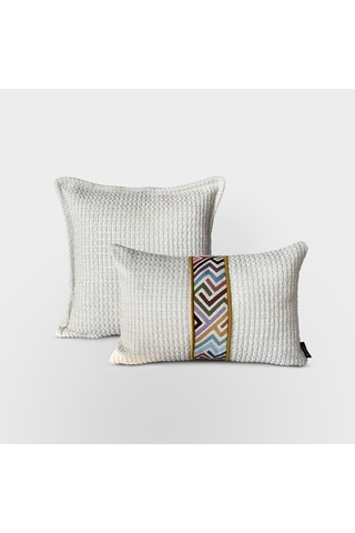 "woven" Bordür Detaylı Dekoratif Kırlent Set Ekru