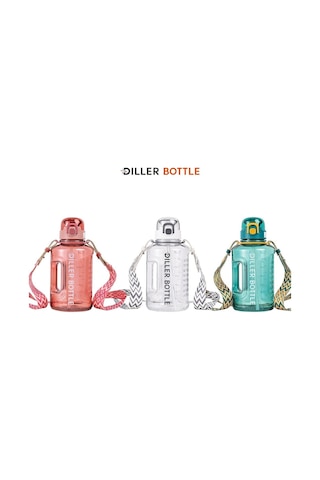 DILLER 1700 ML Büyük Boy Pipetli Boyun Askılı Tritan Su Matarası