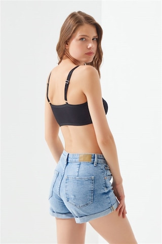 Cottonhill Siyah Pamuklu Ayarlanabilir Askılı Kadın Bralet Büstiyer Siyah