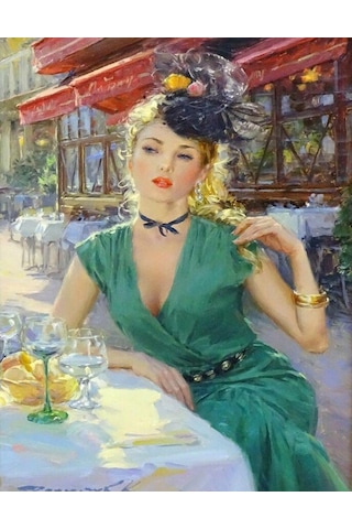 Yeşil Elmas Boyama Tam Yuvarlak Elmas Nakış Resim Taklidi Çapraz Dikiş Elmas Mozaik İşi 30x40cm