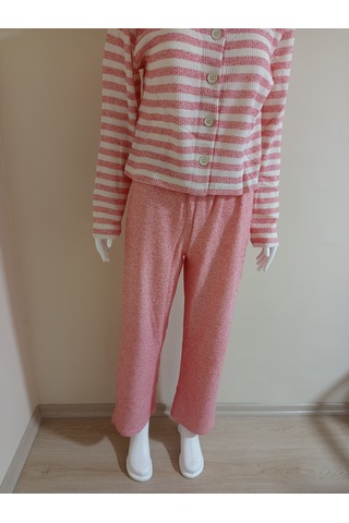 Crop Kesim Çizgili Pijama Takımı Dowry Pembe