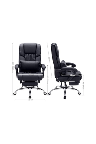 Ayak Uzatmalı Ofis Koltuğu, Bel Destekli, Suni Deri, Siyah 67 X 66 X 116 Cm Obg71b Çok Renkli