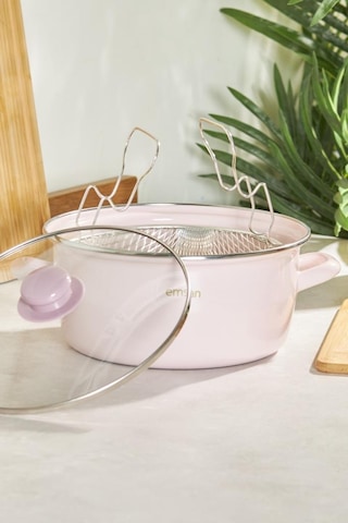 Emsan Pastel Emaye Kızartma Tenceresi Pembe 24 Cm 600.15.01.1469