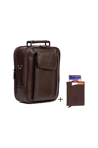 Koyu Kahverengi Deri Çelik Kasalı Telefon Bölmeli El Ve Omuz Çant