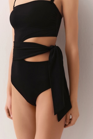 Suwen Yandan Bağlamalı Straplez Mayo Sbn25735012 Siyah