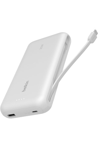 Belkin Boostcharge 20.000mah Entegre Kablolu 30w Hızlı Şarj Powerbank, Beyaz Beyaz