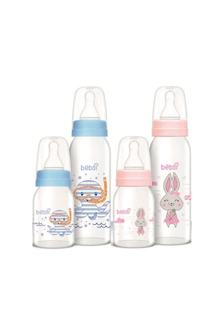 Bebsi Cam Biberon Seti Mavi - Pembe 250ml+125ml Karma 2li Set