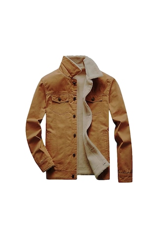 Çocuk Kürklü Kot Mont Premium Denim - Açık Camel-