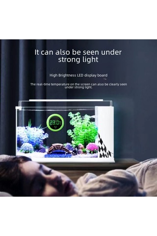 Gajeena Akvaryum Su Sıcaklığı Ölçer - Dijital Lcd Ekranlı, Su Geçirmez Prob, Canlı Su Yaşamı İçin Doğru Ölçüm, Dış Tutkal Tipi Yeşil Yuvarlak Model