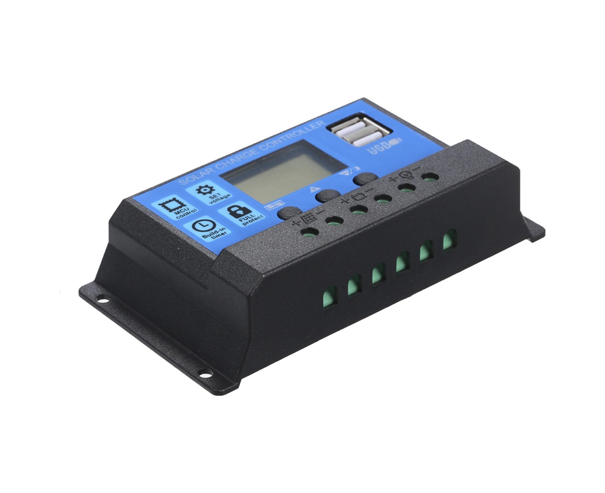 Youmex 50a 12v/24v Otomatik Uyumlu Güneş Enerji Kontrolörü, 5v 2.5a Usb Çıkışı, Mavi Abs Akü Şarj Cihazı