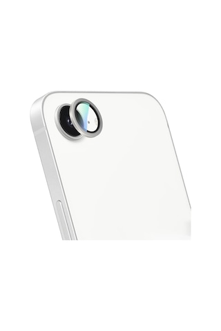 Apple Uyumlu iPhone 16e Caseworld Alloy Serisi Oleofobik Anti Reflective Kamera Lens Koruyucu Gümüş