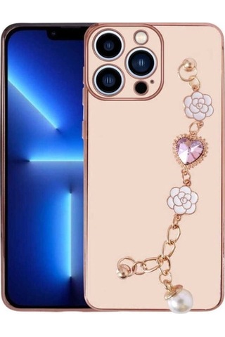 Apple Uyumlu iPhone 13 Pro Max Kılıf El Tutamaçlı Kamera Korumalı Zore Taka Silikon Kapak Pembe