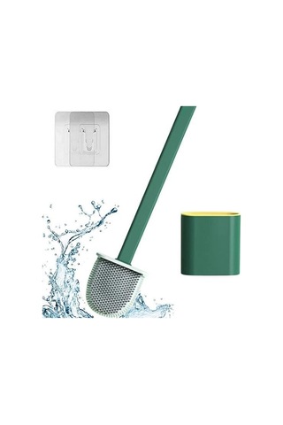 Sıladanal Duvara Monte Edilebilir Kapaklı Askılı Klozet Yumuşak Silikon Başlıklı Tuvalet Fırçası Seti Siyah