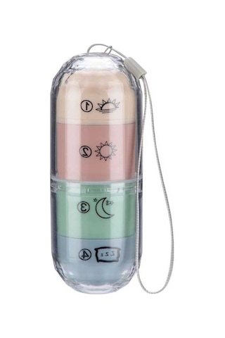 Novahub 4 Bölmeli İlaç Saklama Kutusu - Sabah, Öğle, Akşam, Gece İçin Pratik Çözüm Yd177 Çok Renkli, Pp+pc, 120g, 12.5x5x5cm Çok Renkli