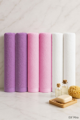 6 Lı Softtouch El Yüz Banyo Havlusu Seti %100 Pamuklu 50x90 Cm Beyaz