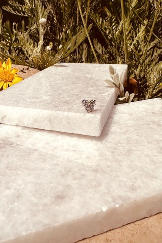 Kelebek Model Şık Tasarım Zirkon Taşlı Gümüş Renk Çelik Piercing Tragus Helix Stainless Steel