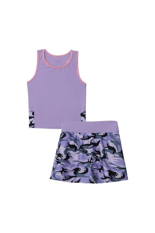 2 Adet Çocuk Kız Tenis Takım Elbise Yuvarlak Boyun Kolsuz Racer Geri Tişört Üst Dahili Şort Etek Seti Koşu Spor Salonu Tenis Golf Pembe