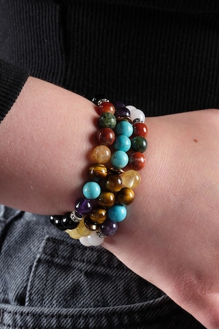 Ssilhoutte Doğaltaş Çakra Kadın Doğal Taş Set Pembe Kuvars Yeşim Taşı Sitrin Ametist Akik Bileklik 8 MM Çok Renkli