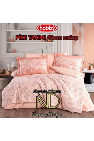 Hobby Poplin Pike Takımı Tek Kişilik Velura Terracota Çok Renkli