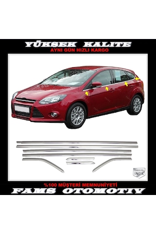 Ford Focus 3 Hb Krom Cam Çıtası 8 Prç. 2010-2018 Paslanmaz Çel...