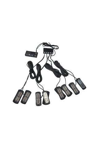 17 Fonksiyonlu Çakar Lamba 12-30v 24 Led 8 Adet Sarı Sarı Set / Lapa548-1