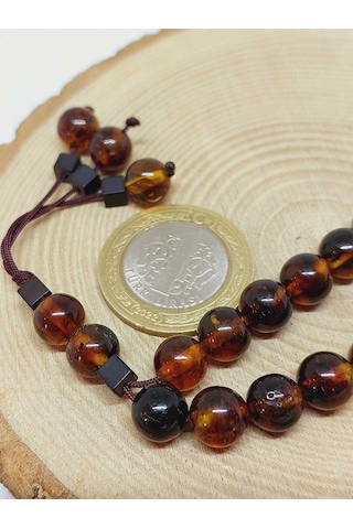 Kehribar Taşı Koyu Renk Tesbih 33'lük 8mm 23470 Çok Renkli