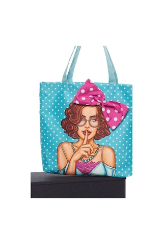 Popart Desen Bez Sarı Puantiyeli Plaj Alışveriş Çantası Çok Renkli