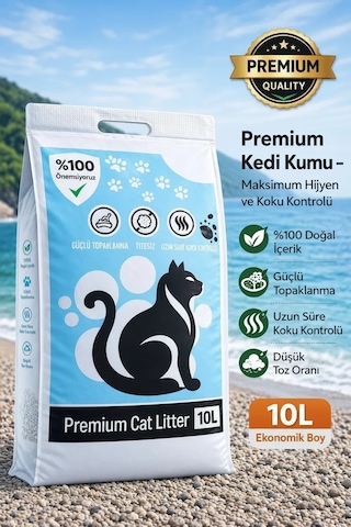 Doğal İçerikli Naturel Kokusuz Bentonit Kedi Kumu 10 Litre Tozdan Arındırılmış Tozsuz Kedi Kumu İnce