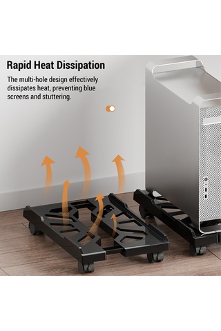 Skycity Mobil Bilgisayar Kasası Ayaklığı - Genişlik Ve Yükseklik Ayarlanabilir, Sıcak İletimi Engeller, Tekerlekli Ve Frenli, Ev Ofis Kullanıma Uygun Siyah