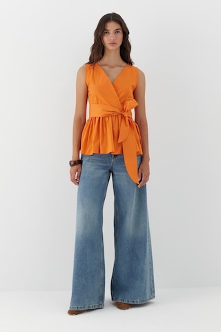Kuşak Bağlamalı Kolsuz Bluz Turuncu Turuncu