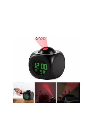 Sunup Sn-25936 Porjeksiyonlu Ledli Siyah Çalar Saat Masa Saati Diğer