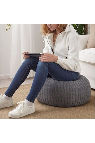 Puf 56 Cm Gri Renk Meridyendukkan Ev Dekorasyon Poliüretan Sünger Puf