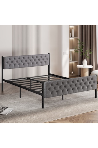 Karyola, Stil Metal Karyola, 160x200 Cm, Kapitone İşlemeli Karyo 160 x 200 CM