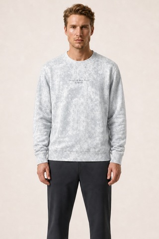 Redline Rummi Desenli Kışlık Yeni Sezon Erkek Regular Fit Sweatshirt Beyaz