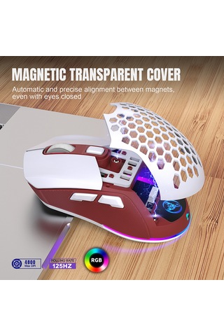 Monyee T28 Çift Modlu Kablosuz Oyun Faresi: 4800dpı, Rgb Aydınlatma, Hafif Tasarım, Değiştirilebilir Kapak Diğer