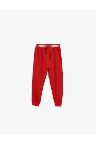 Koton Jogger Eşofman Altı Beli Bağlamalı Pamuklu Şardonlu Kırmızı 5wmb40032tk Kırmızı