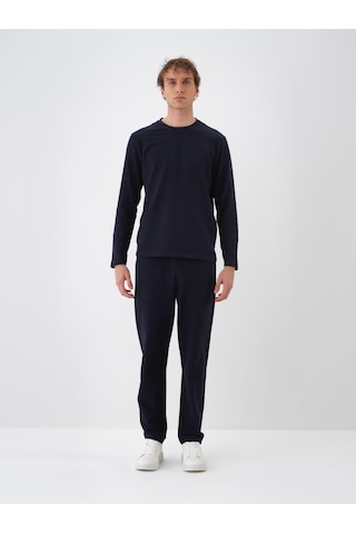 Lacivert Pamuk Dokulu Regular Fit Sweat Pantolon 380187 Lacivert