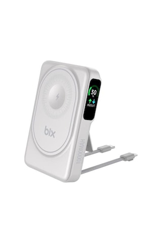 Tpb16 10.000 Mah Oled Ekranlı Manyetik Kablosuz Powerbank 20w Pd Hızlı Şarj Ve 15w Magsafe Beyaz