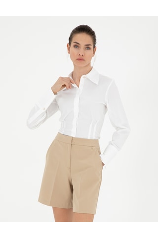 Pierre Cardin Kadın Beyaz Gömlek Desenli 50284562-vr013 Beyaz