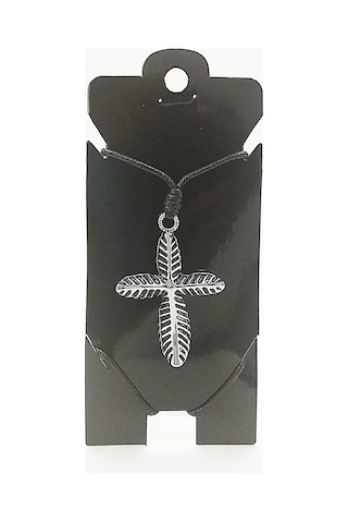 Kore İp Askılı Ve Krom Çelik Kaplamalı Unisex Tribal Kolye Kkrm-04 Gümüş3
