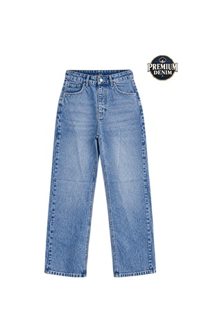 Vadon 1055 Kadın Yüksek Bel Kar Yıkamalı Wide Leg Geniş Paça Jean Pantolon Mavi