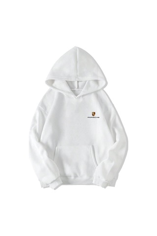 Brz Collection Unisex Oversize Porsche 911 Hoodie Beyaz-beyaz Beyaz