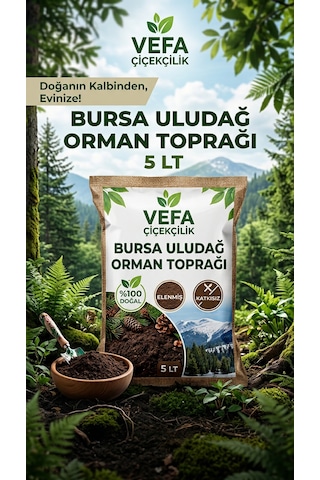Bursa Uludağ Orman Toprağı 5 Lt - %100 Doğal Katkısız Elenmiş Bitki Toprağı