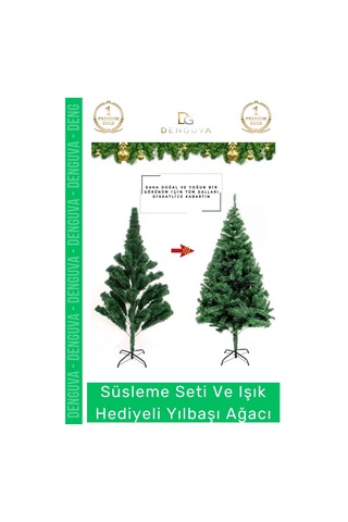 Noelpaketi Lüks Sık Yapraklı Yeşil Çam Ağacı Kaliteli Yılbaşı Dekorasyon Noel Paketi 120 Cm 123 Dal Standart