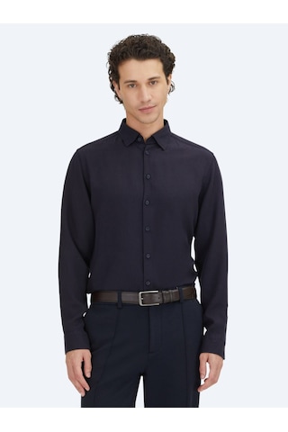 Kip Lacivert Regular Fit Uzun Dokuma Casual Gömlek