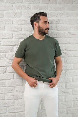 Paul Martin Slimfit Fit Bisiklet Yaka Rayon Kumaş Full Likralı T-shirt Yeşil