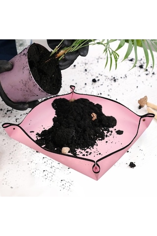 Pazly Taşınabilir Suntek Bitki Saksı Matı 50x50cm - Pembe Renk Vv