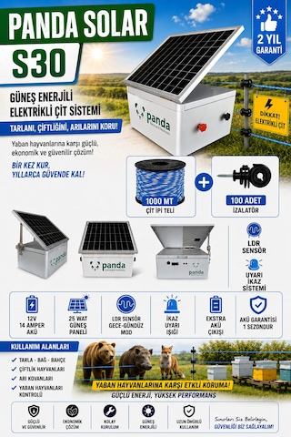 Güneş Enerjili Elektirikli Çit Sistemi 10 Dekar Full Paket Güneş Enerjili Elektirikli Çit Sistemi 10 Dekar Full Paket